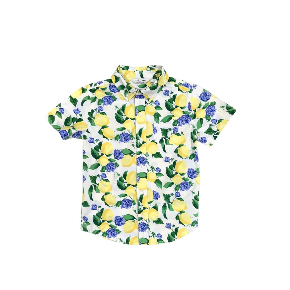 Janie and Jack Boys Lemon Iris Poplin Shirt